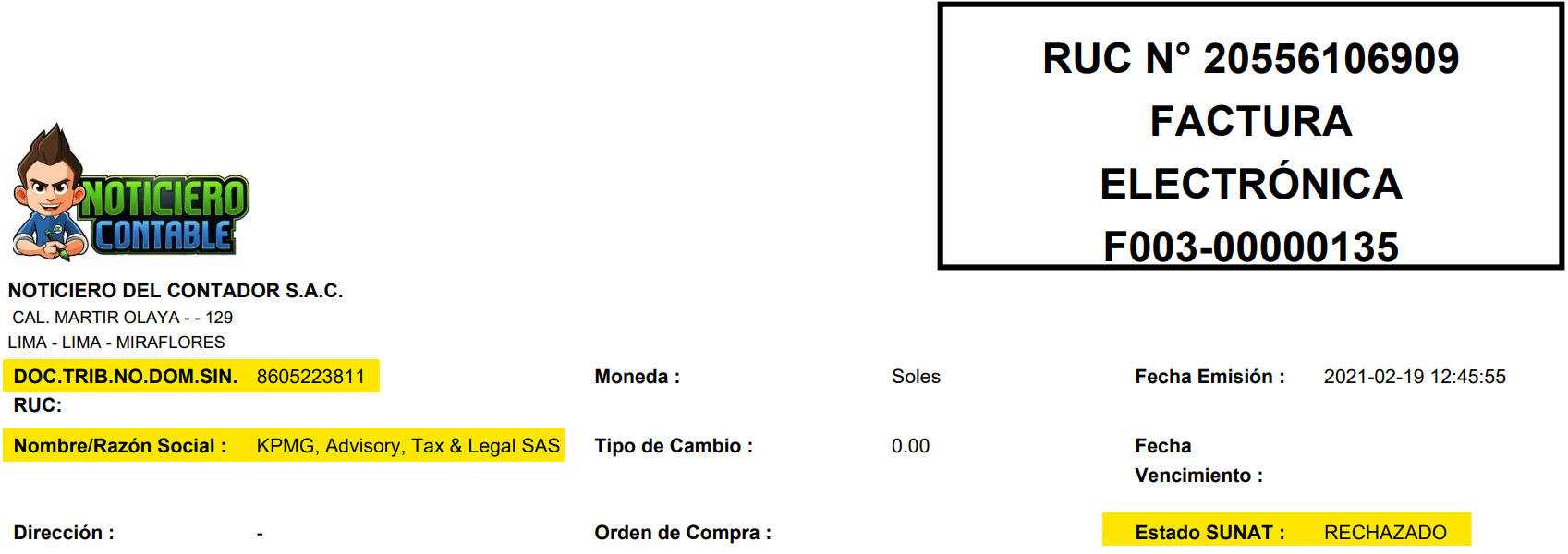 C Mo Registrar Una Factura Rechazada Noticiero Contable