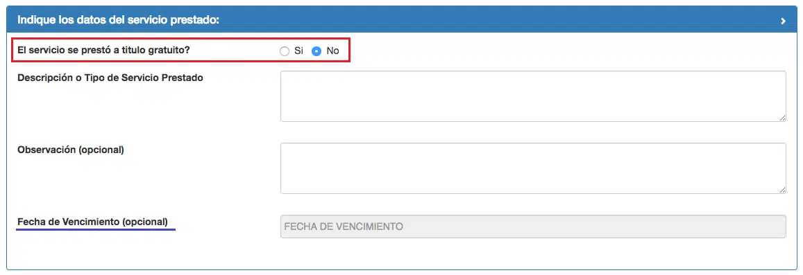 datos del servicio prestado datos del servicio prestado