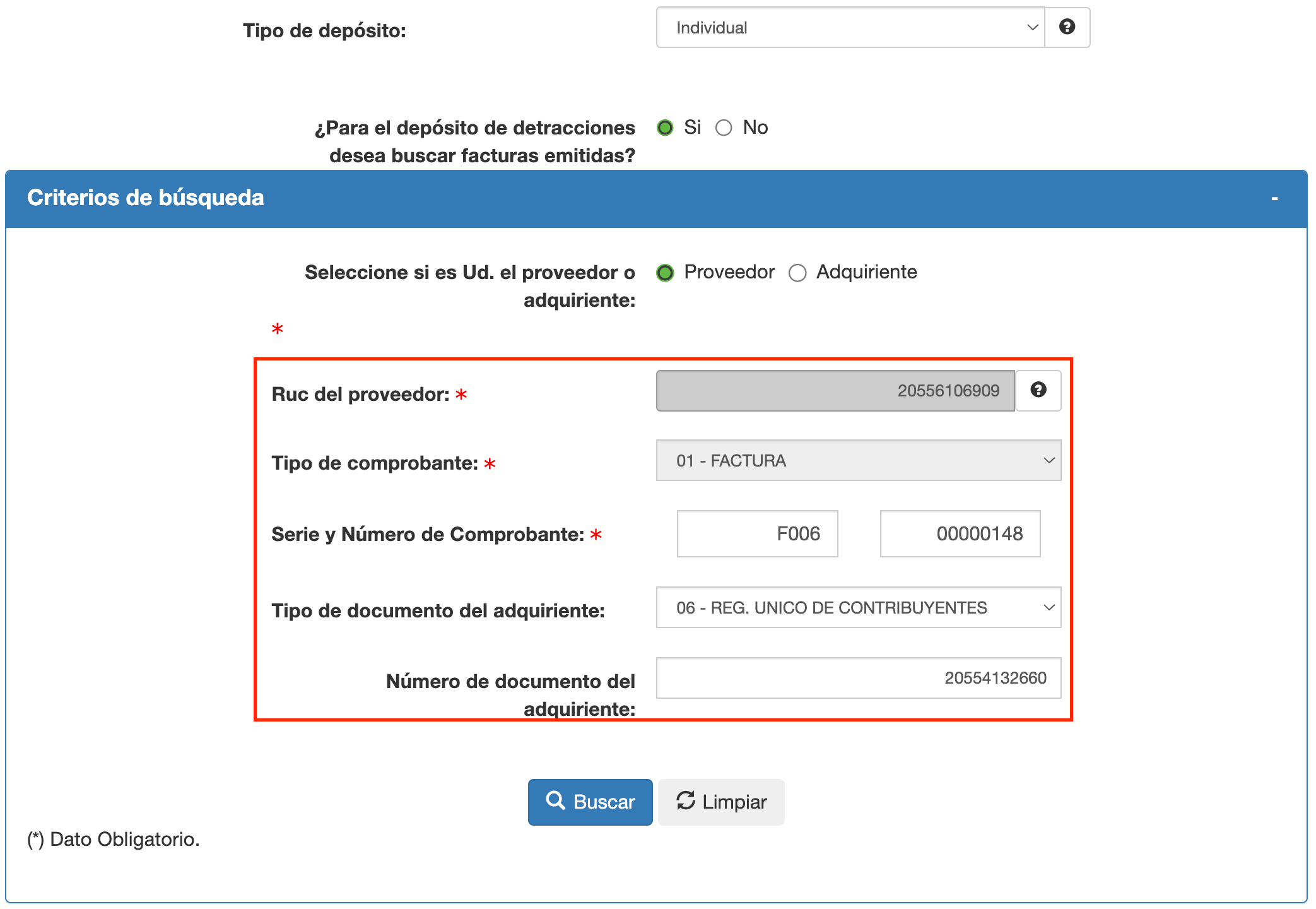 Datos Factura Electrónica