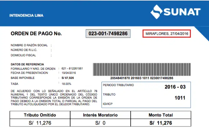 orden de pago sunat
