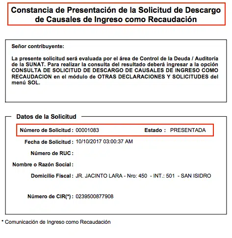constancia de presentacion