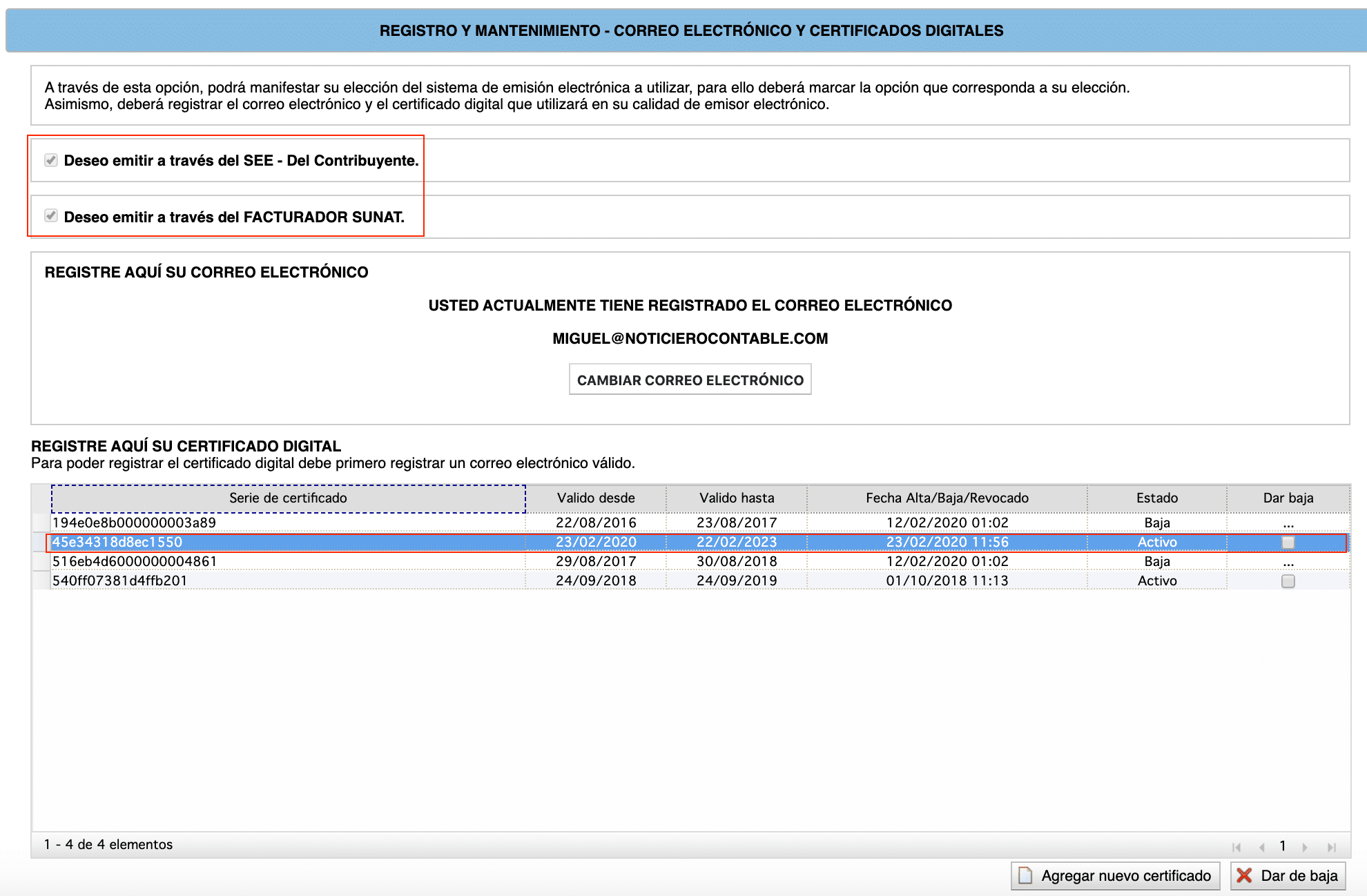 registro de certificados digitales