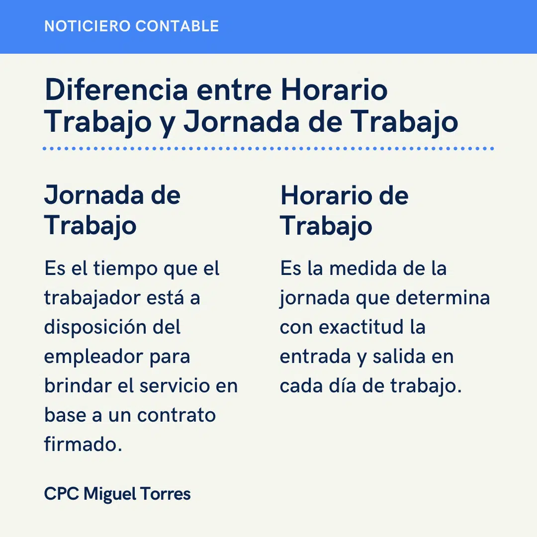Diferencia entre Horario Trabajo y Jornada de Trabajo