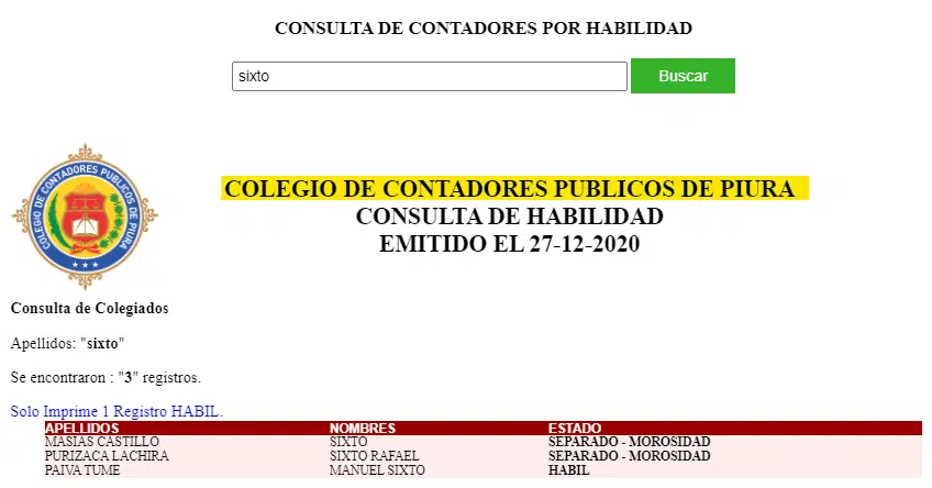 Habilidad de Contadores Colegiados de Piura