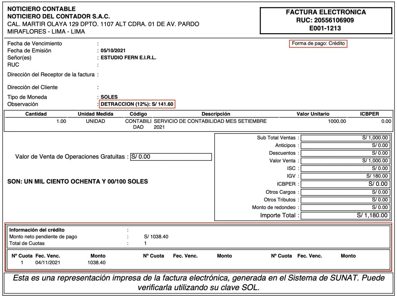 Forma De Pago Factura Electrónica Sunat Noticiero Contable 4223