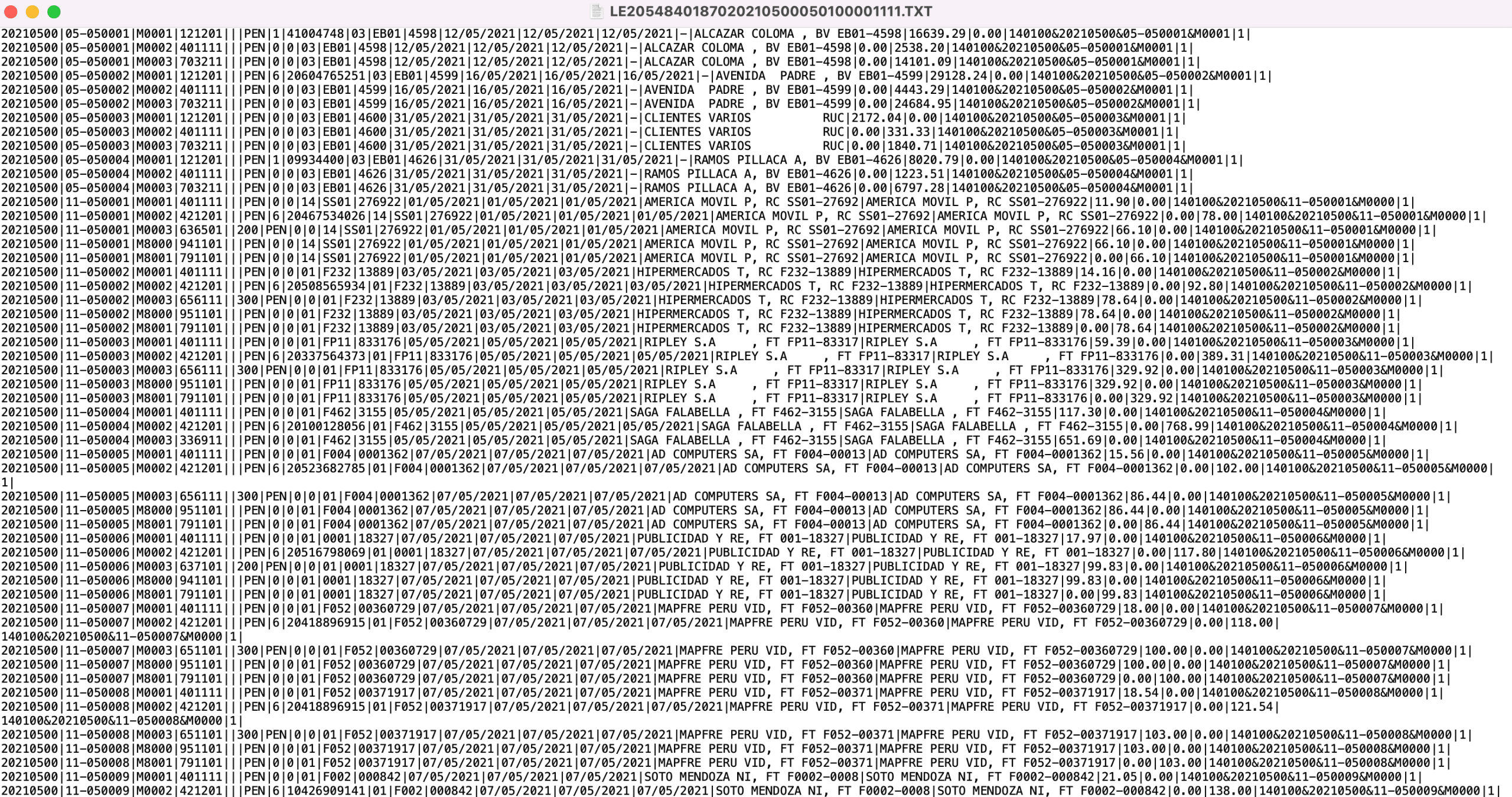 Archivo Plano Libro Diario Electronico
