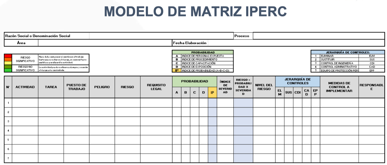 Modelo de Matriz IPERC