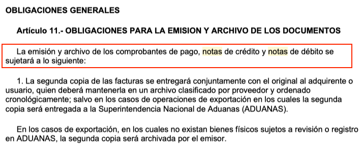 notas de credito no son comprobantes