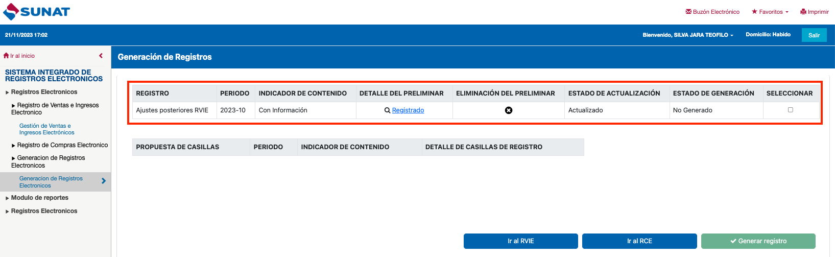 ajuste posteriores RVIE