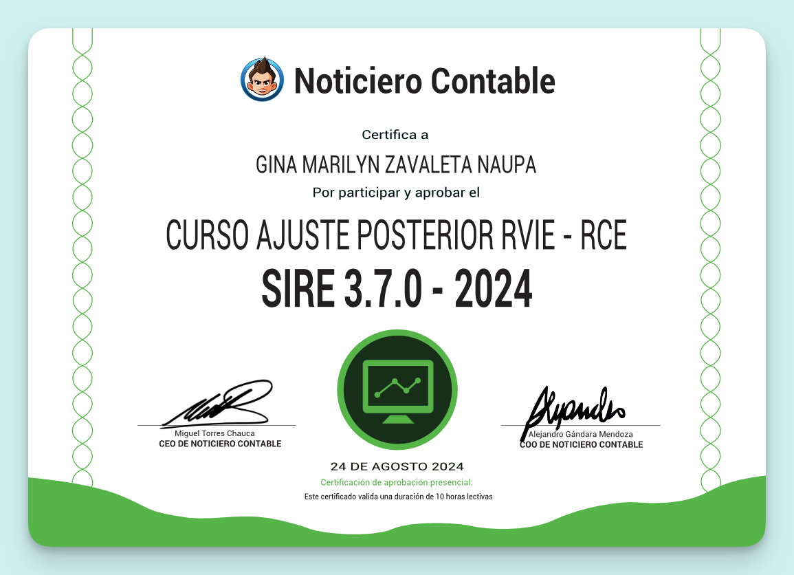 Certificado Ajustes Posteriores SIRE